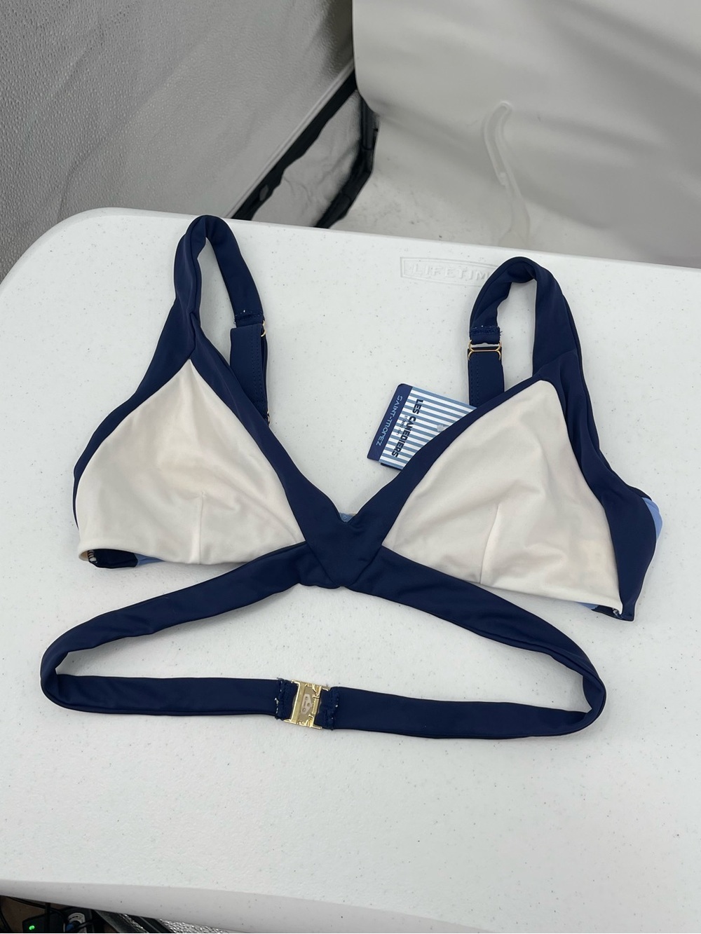 Les Canebiers NWT blue white bikini top
